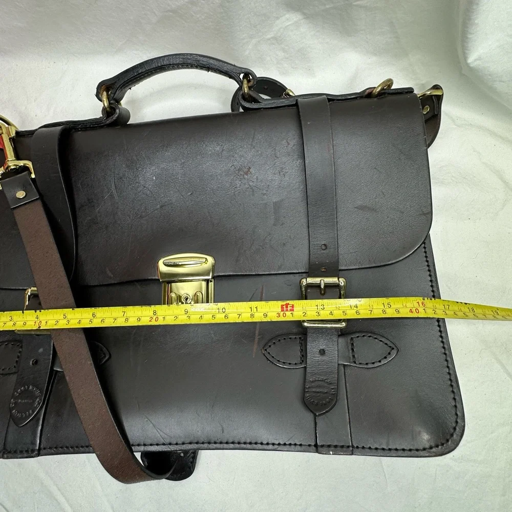 CC Filson‎ Co Seattle Briefcase Brindle Leather Black Field Satchel Strap USA